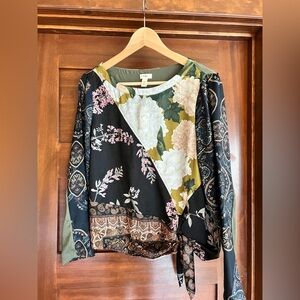 Vince Multicolor Floral Patchwork Blouse